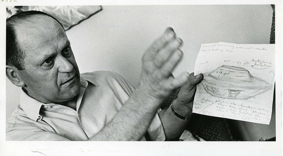 Stefan Michalak with his UFO drawing