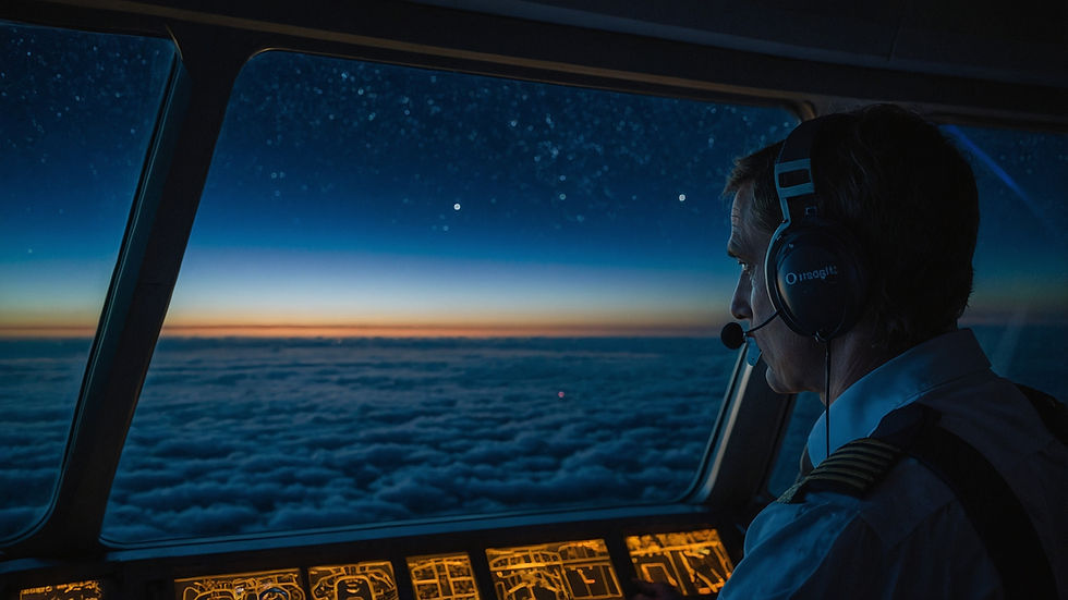 Rendition of Sighting, pilot is looking outside his cockpit at clouds