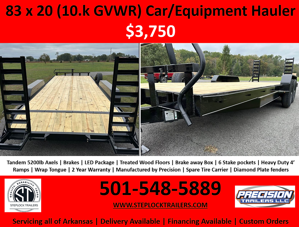 83x20 10k GVWR Equipment Trailer