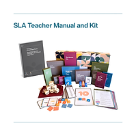 The SLA Teacher Knowledge Manual, and a teacher kit of manipulatives to support teachers using a structured approach to teaching literacy. Includes hands-on resources such as magnetic letter tiles, story element cards, word blending cards, and morphology dice.