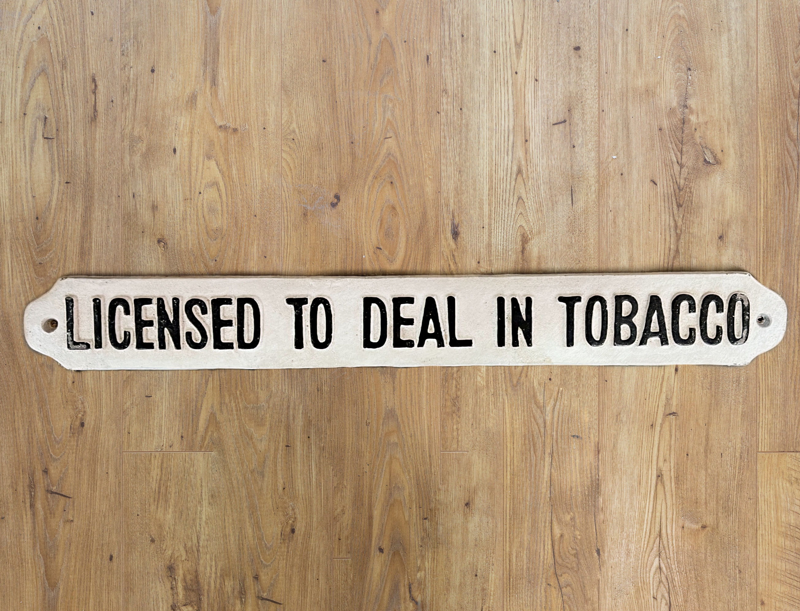 “LICENSED TO DEAL IN TOBACCO” ‘Made-Aged’ Cast-Iron Repro - Flat Sign