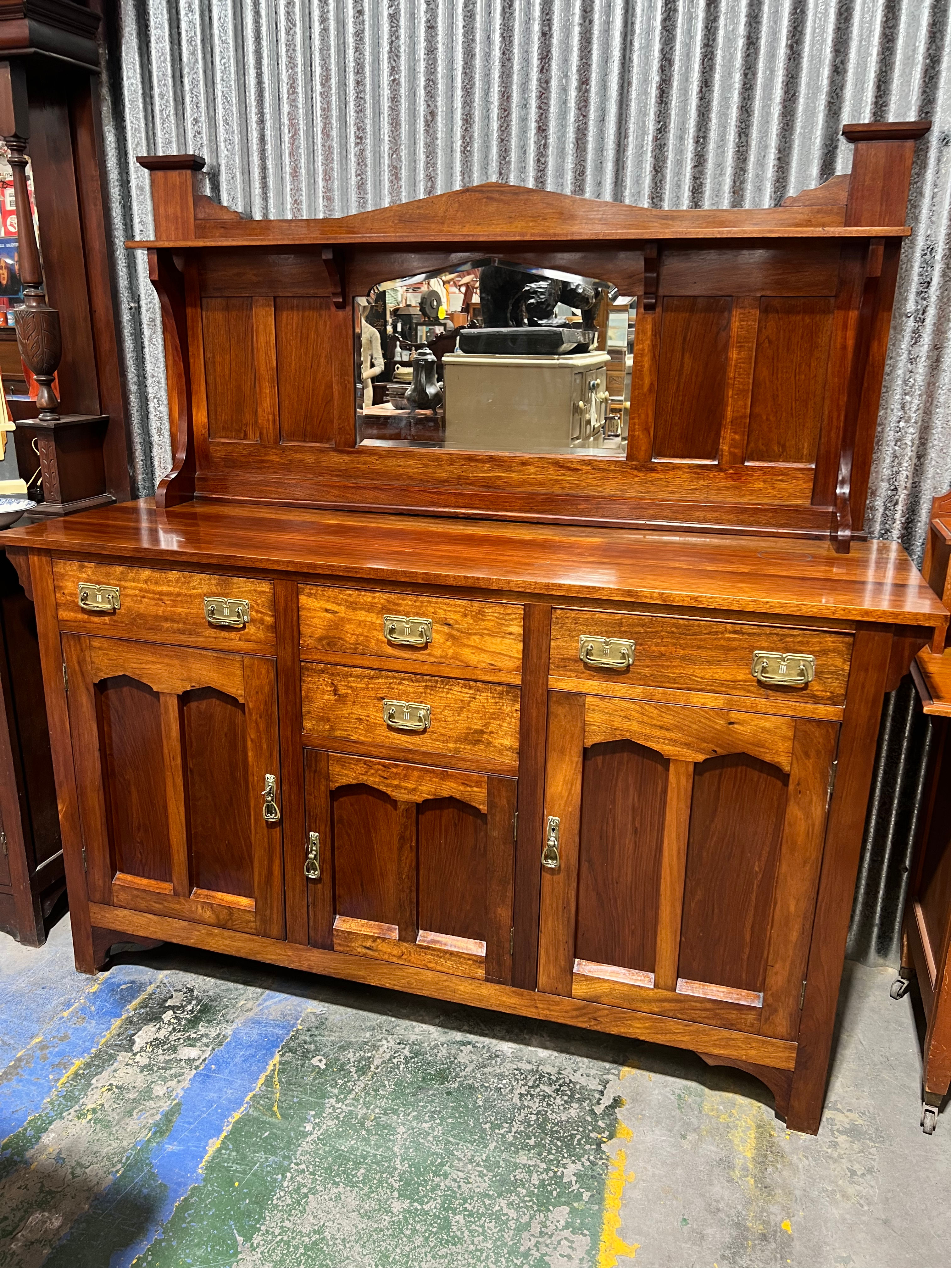 Vintage Blackwood Mirrored Back Sideboard 