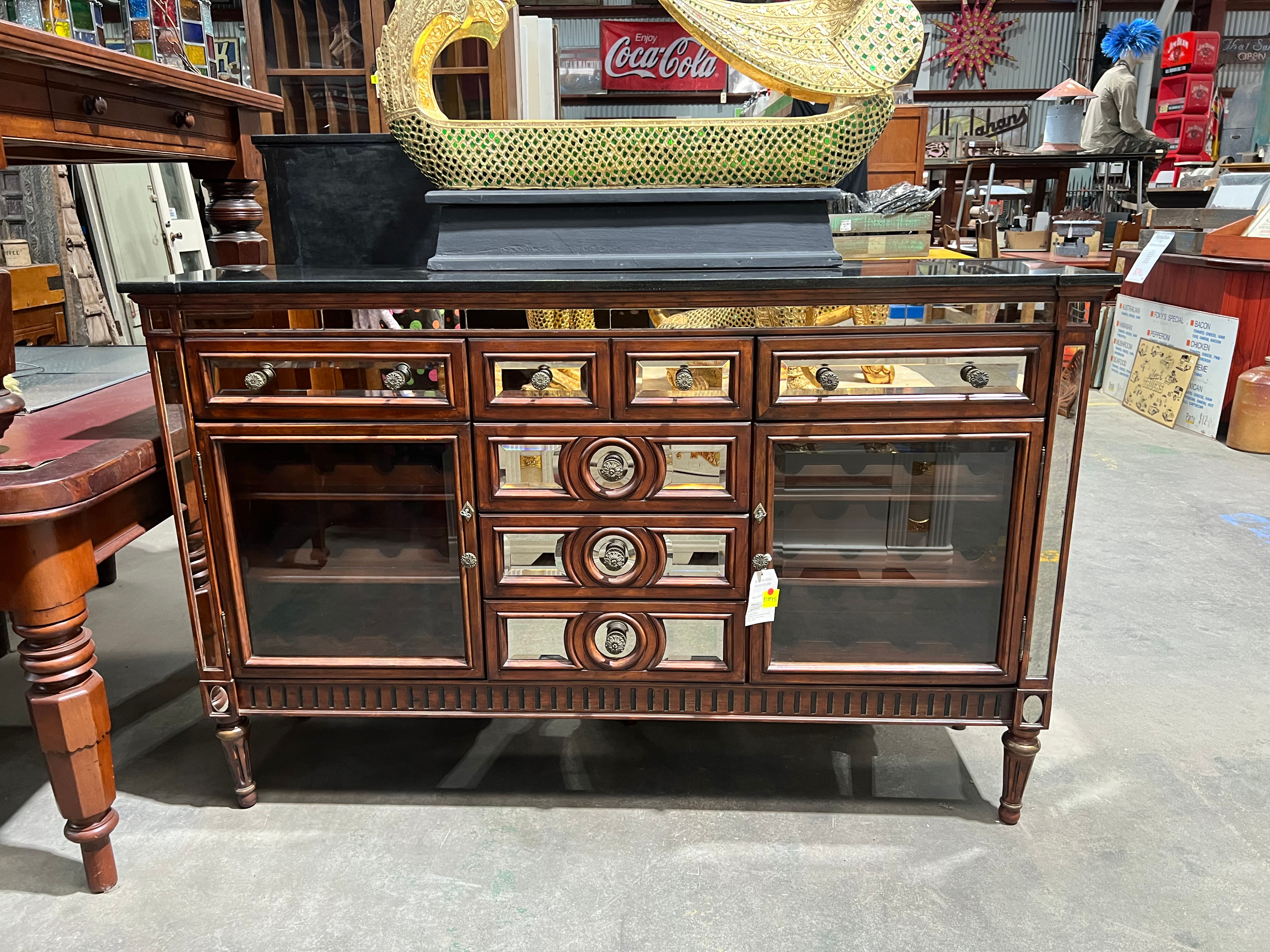 Mirrored Marble Wine Buffet