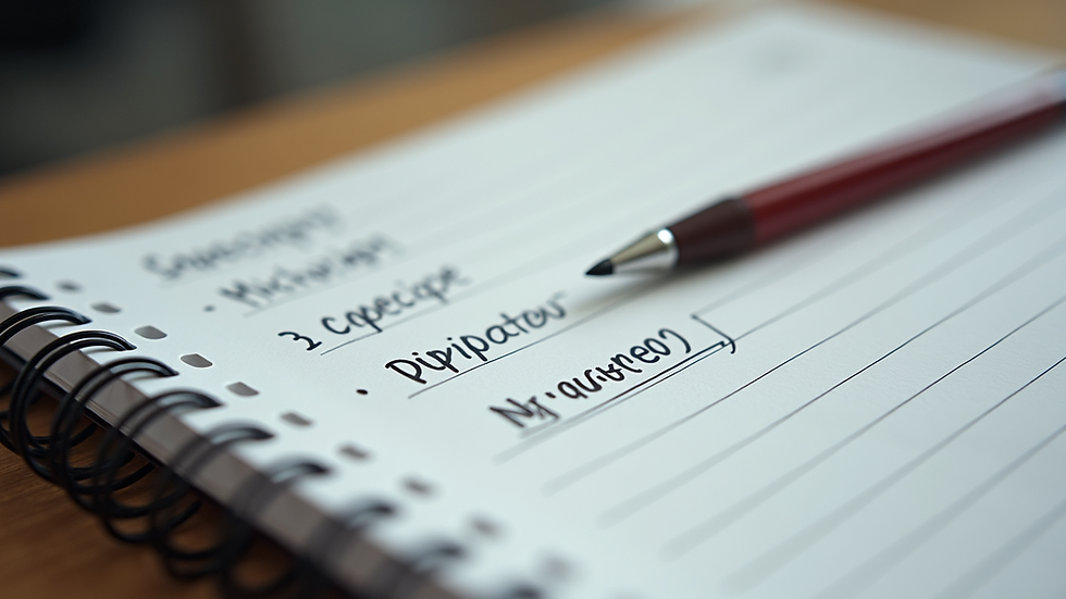 Close-up view of a notebook with medication notes