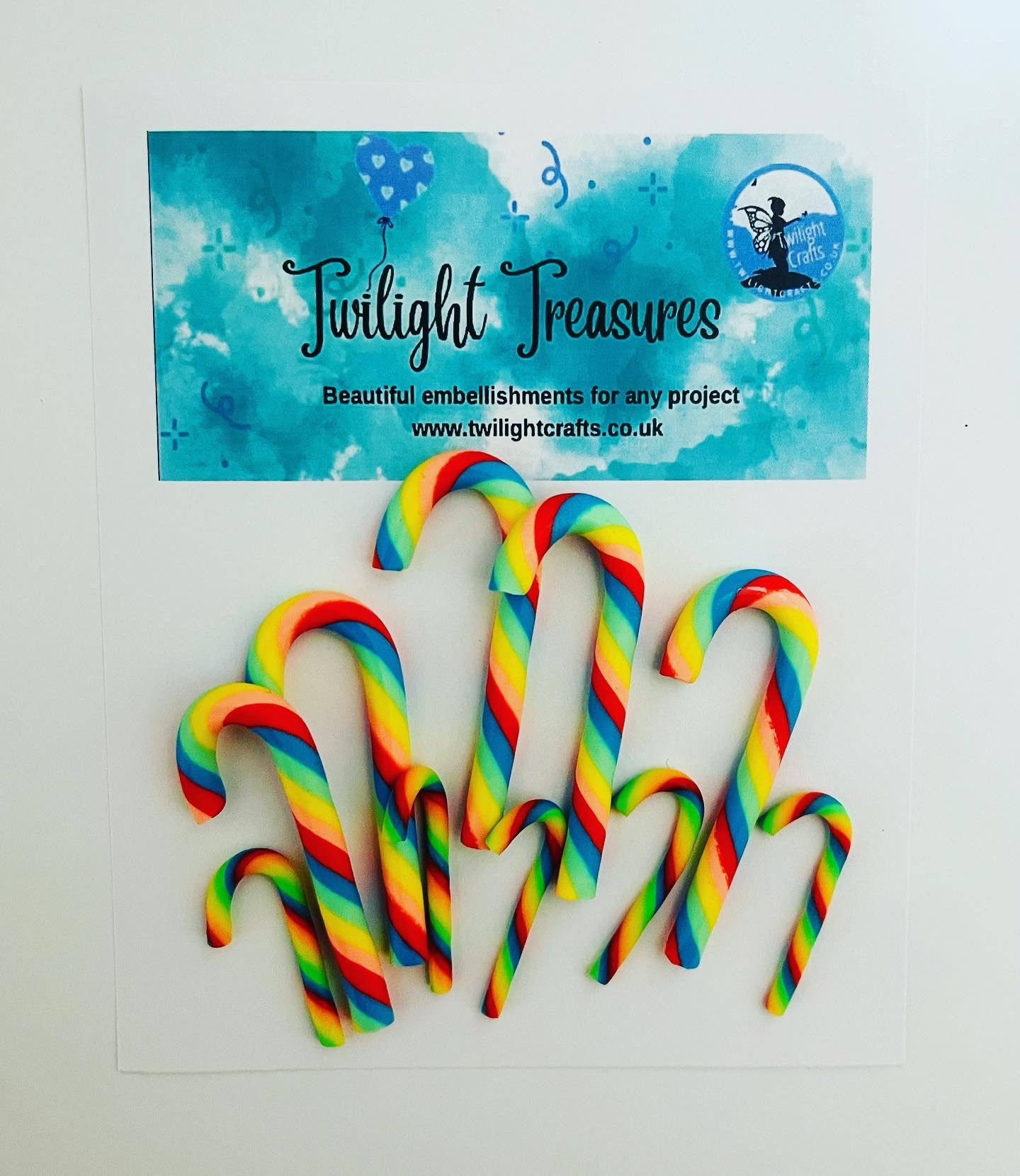 TTR 64 Rainbow Candy Cane Small and Large Embellishments