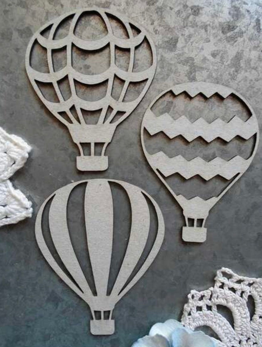 Thumbnail: Scrapaholics Three Hot Air Balloons Laser Cut Embellishments 