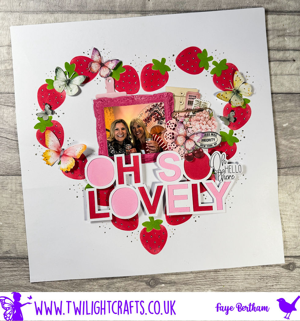 Hello everyone, I hope you’re all getting some crafting time! I’m sharing two layouts today, using the beautiful Oh So Lovely subscription kit that comes out on 1st October! It’s packed full of stash and also comes with a Jennywren Cutfile and the cutest strawberry stencil! https://www.twilightcrafts.co.uk/monthly-subscriptions