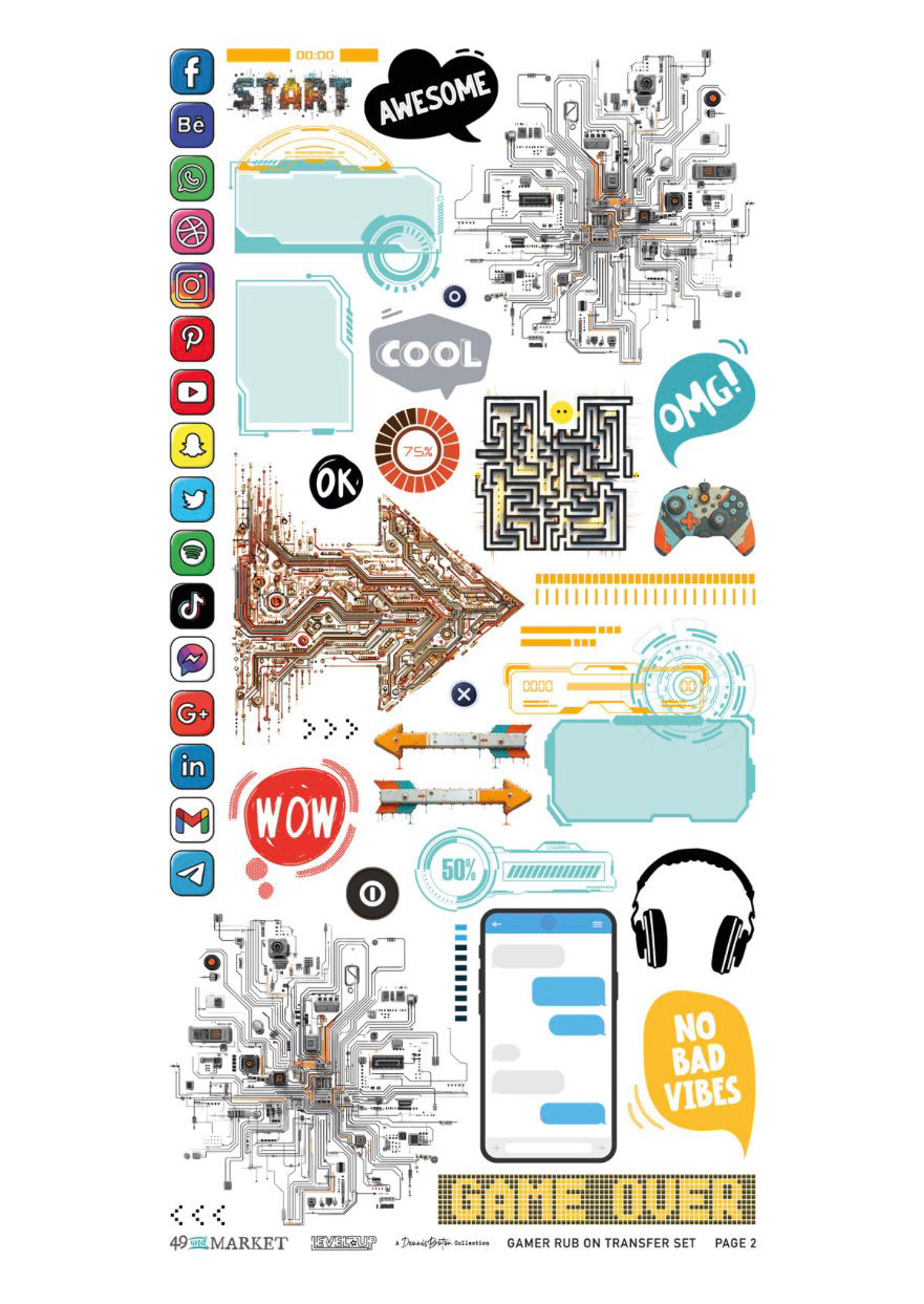 Thumbnail: 49 and Market Level Up Gamer Rub On Transfer Set