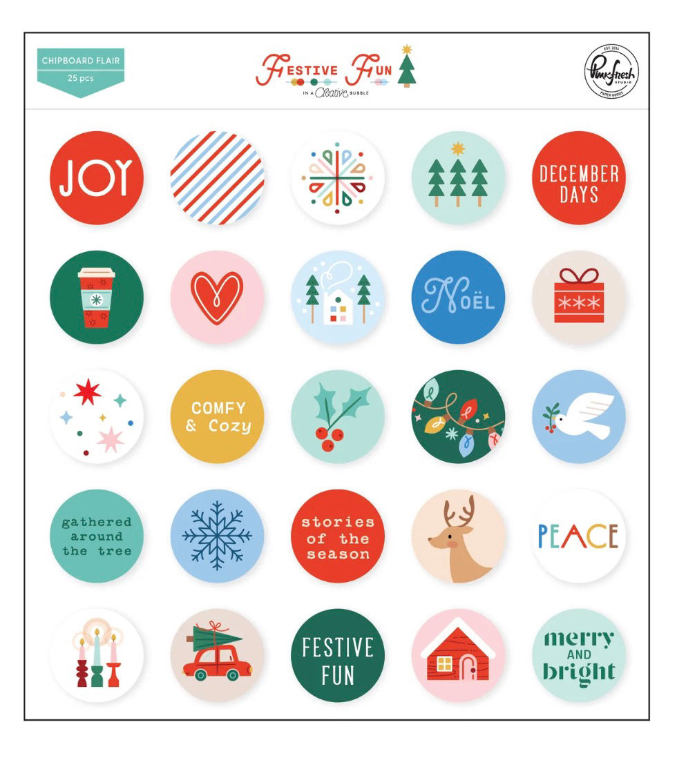 Pinkfresh Studio Festive Fun Chipboard Flair