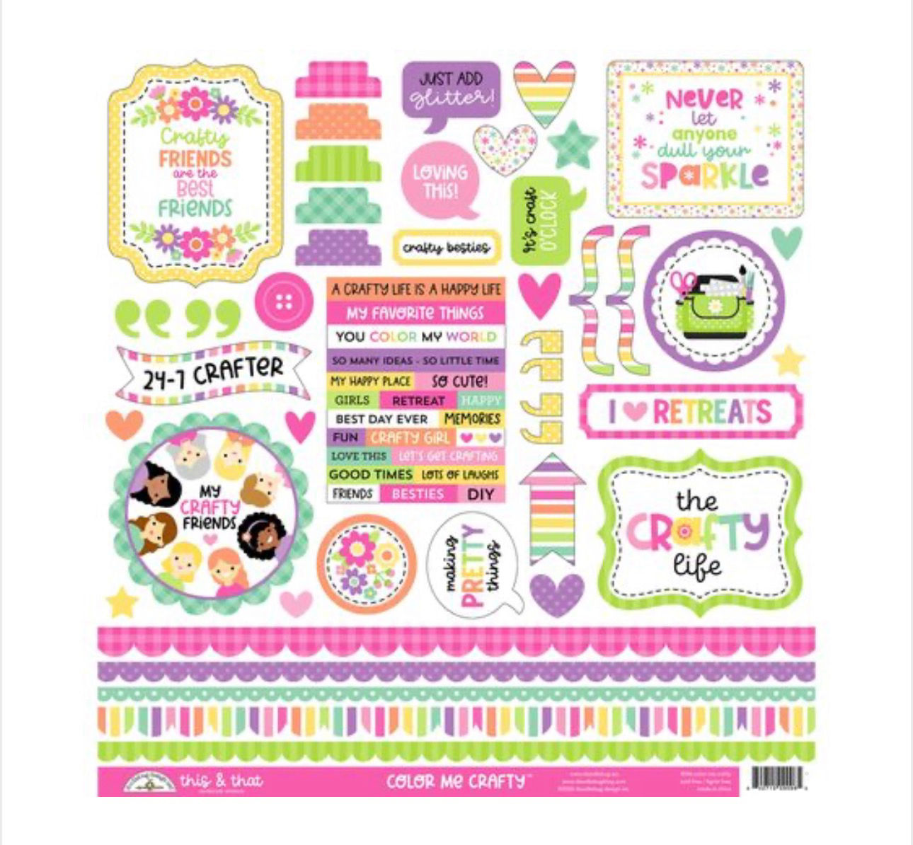 Doodlebug Design Color Me Crafty This and That 12x 12  Stickers