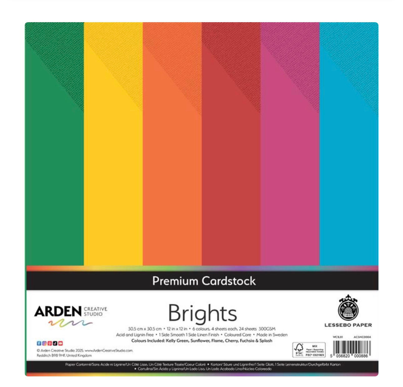 Arden Creative Studio Brights 12in x 12in Premium Cardstock Pack