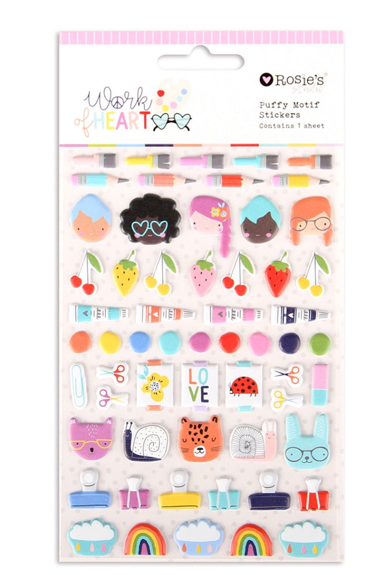Rosie’s Studio Work of Heart Puffy Motif Stickers