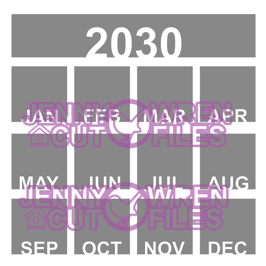 JWCF 1440 Calendar Cutfile 2030 Polaroid  Digital Cutfile