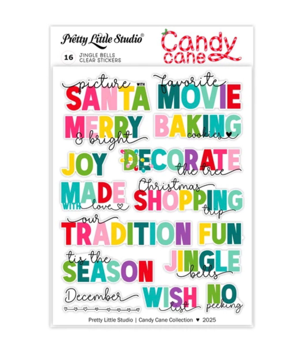 Pretty Little Studio Candy Cane Jingle Bells Clear Stickers