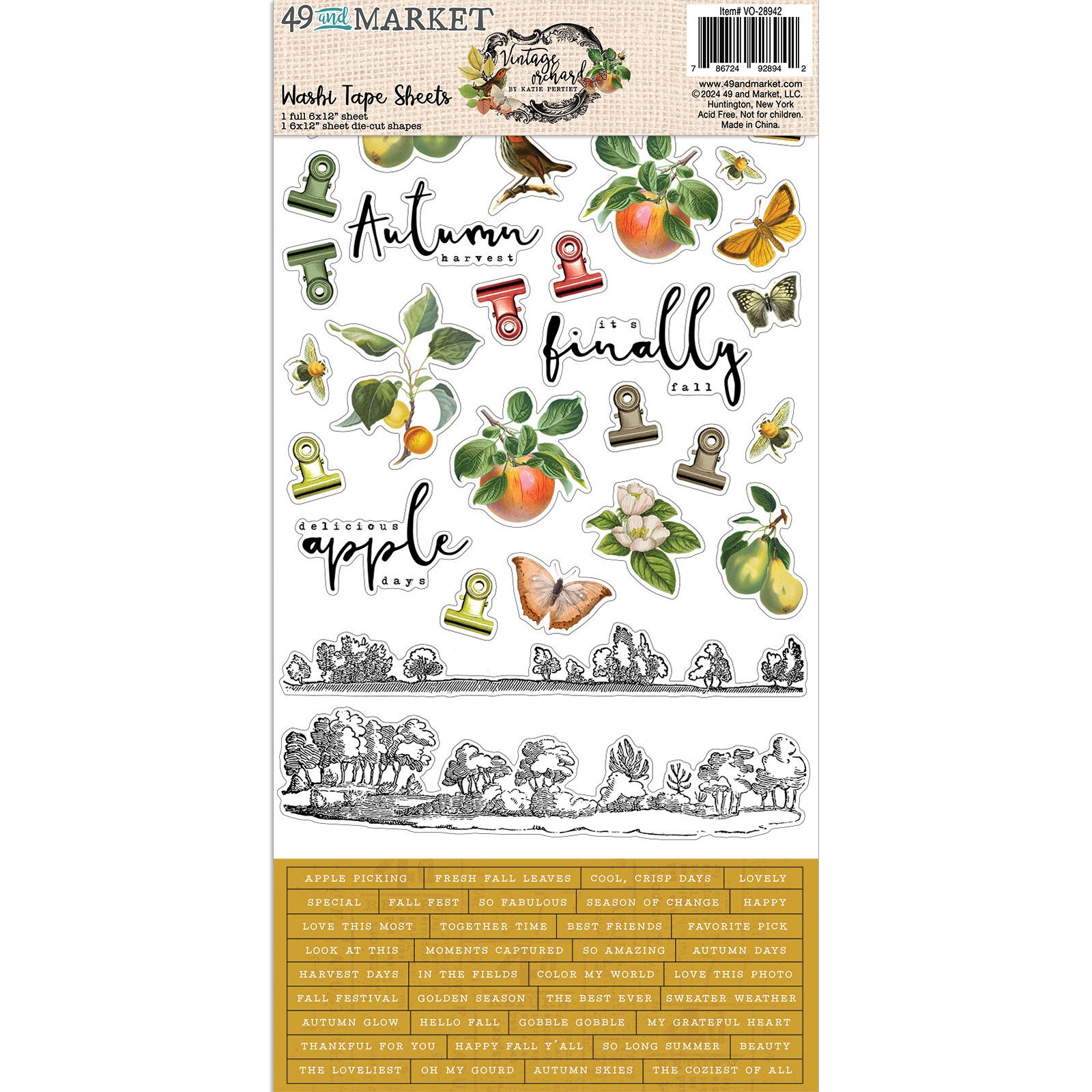 49 and Market Vintage Orchard Washi Tape Sheets