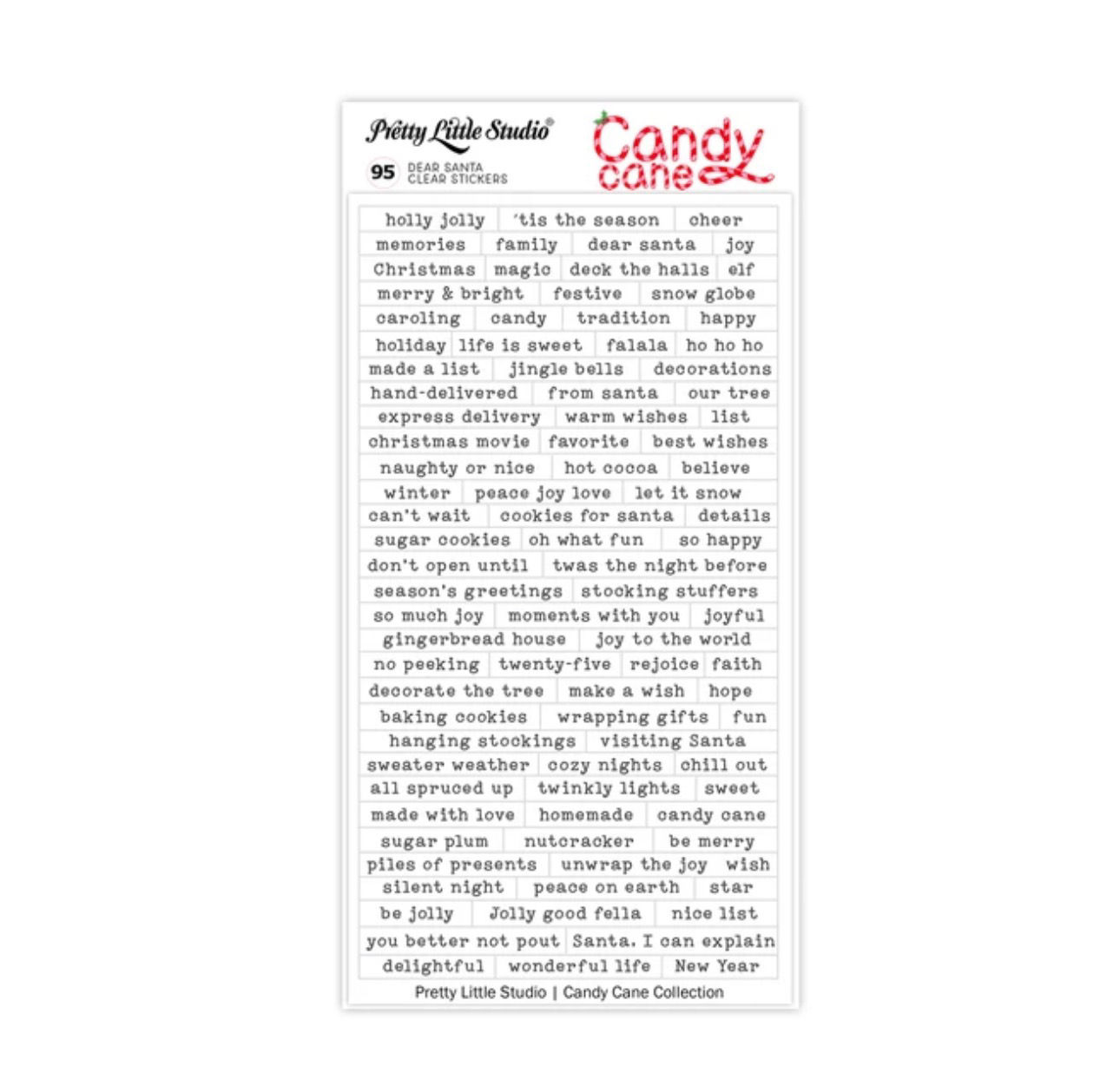 Pretty Little Studio Candy Cane Dear Santa Clear Stickers