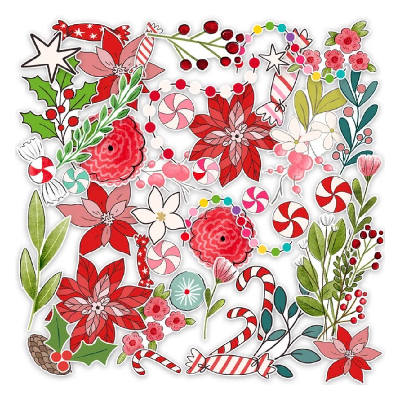 Pretty Little Studio Candy Cane Poinsettia Florals