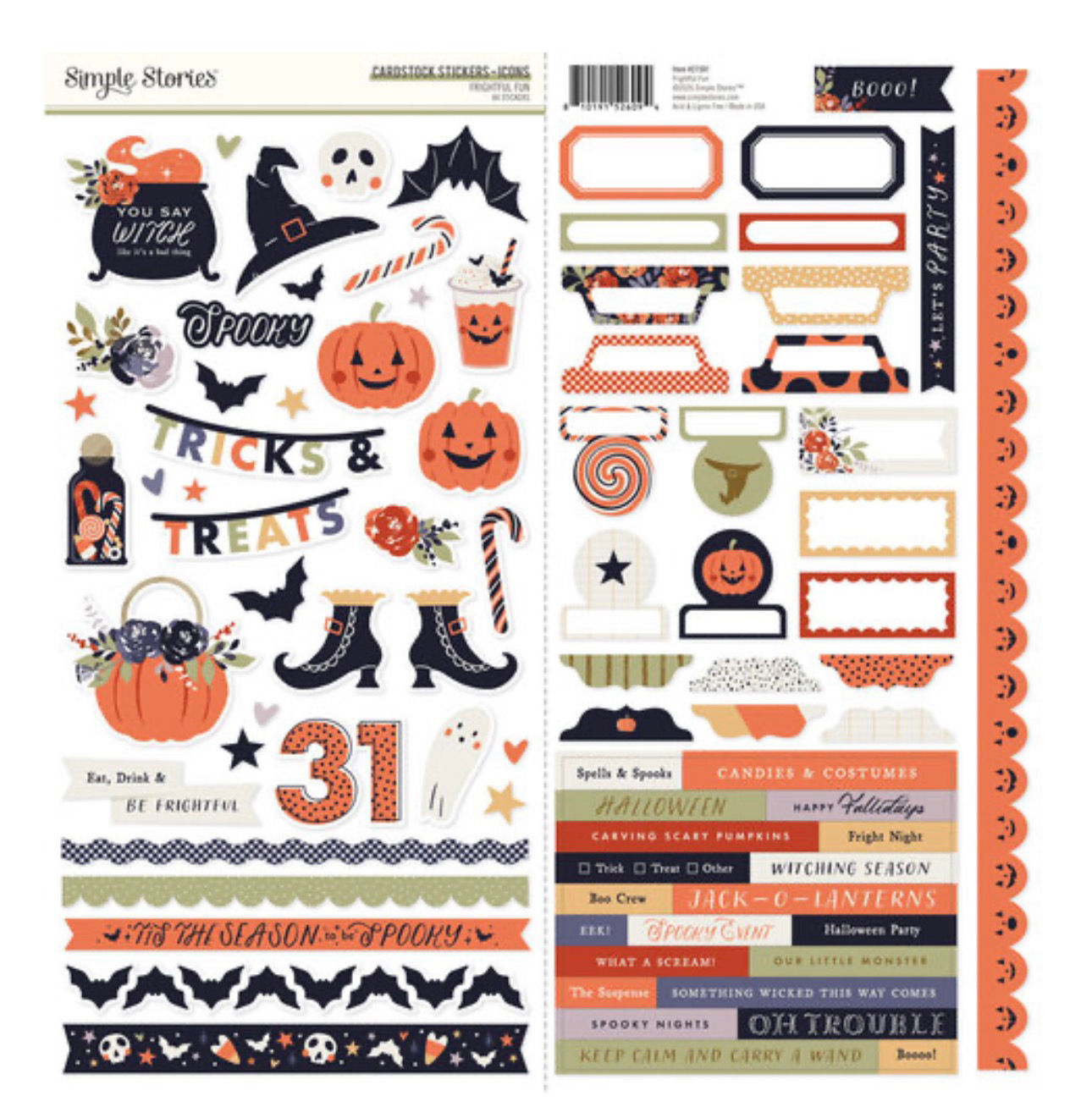 Simple Stories Frightful Fun Cardstock Stickers