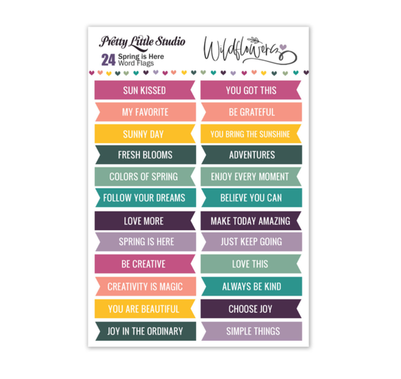 Pretty Little Studio Wildflowers Spring is Here Word Flags