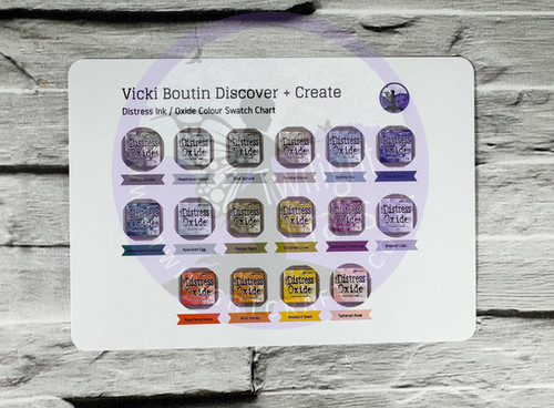 Discover + Create Distress Ink/Oxide Colour Swatch Chart | Twilight Crafts