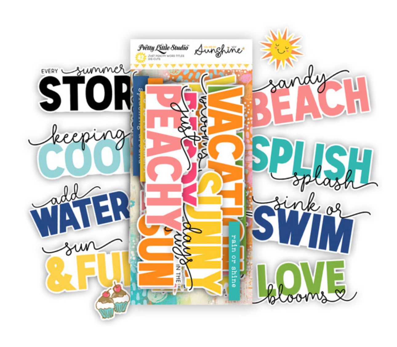 Pretty Little Studio You are my Sunshine Just Peach Word Die Cuts