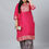 Thumbnail: CurveZI Women's Pink Poly Silk Foil Printed Straight Kurta With Palazzo