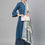 Thumbnail: Women Navy Blue & Off-White Yoke Design Kurta With Palazzos & Dupatta