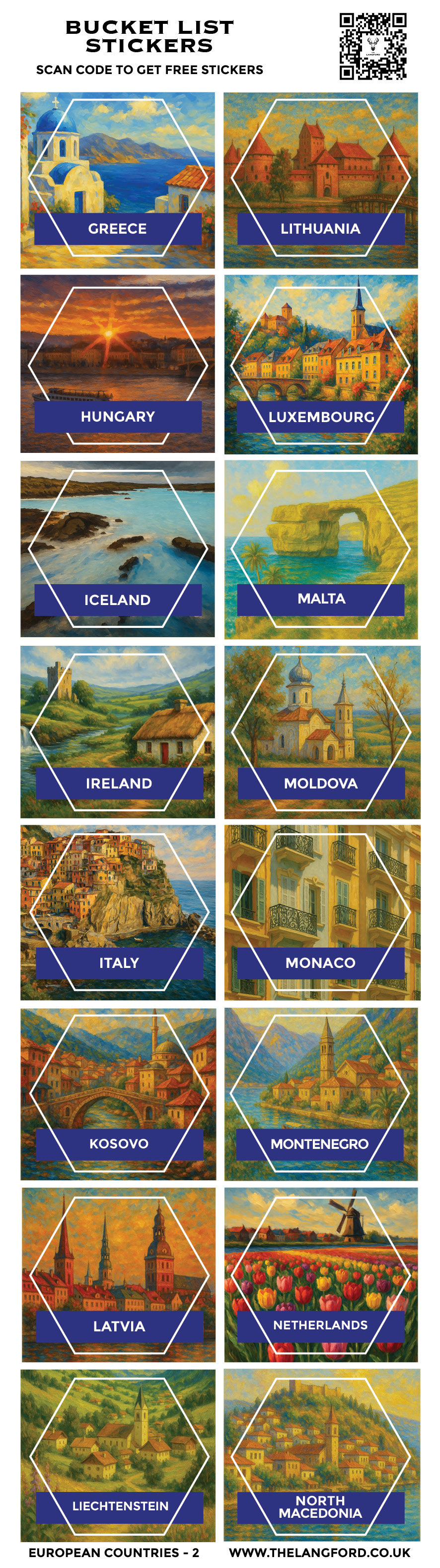 Thumbnail: Europe Bucket List Water Bottle with European Stickers