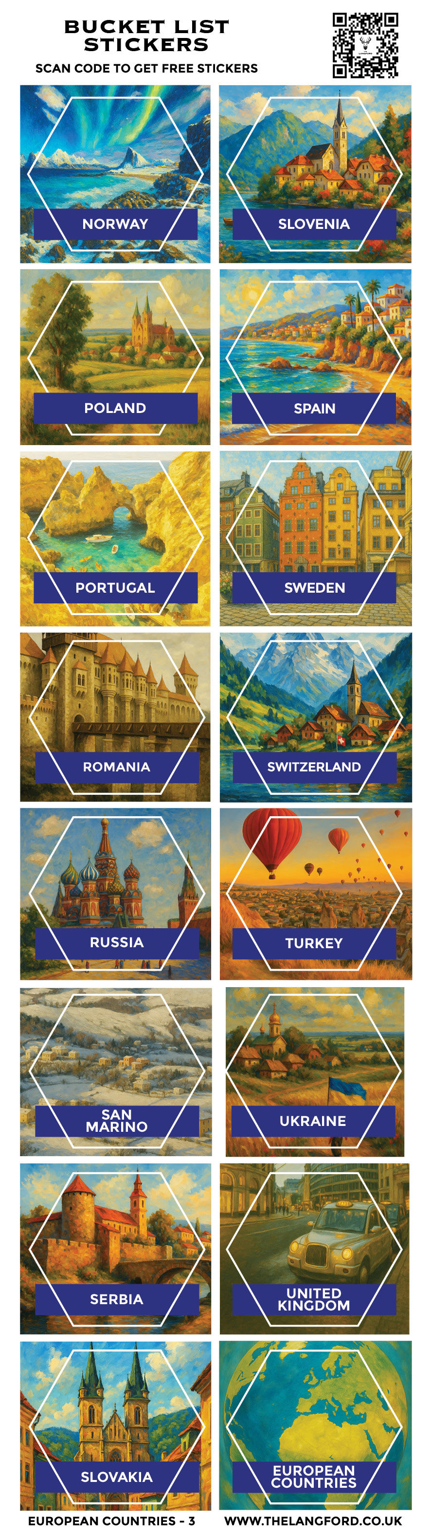 Thumbnail: Europe Bucket List Water Bottle with European Stickers