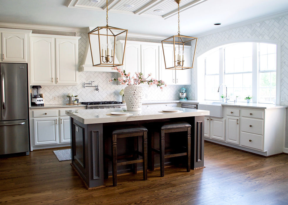 Backsplash, window trim, cabinet painting