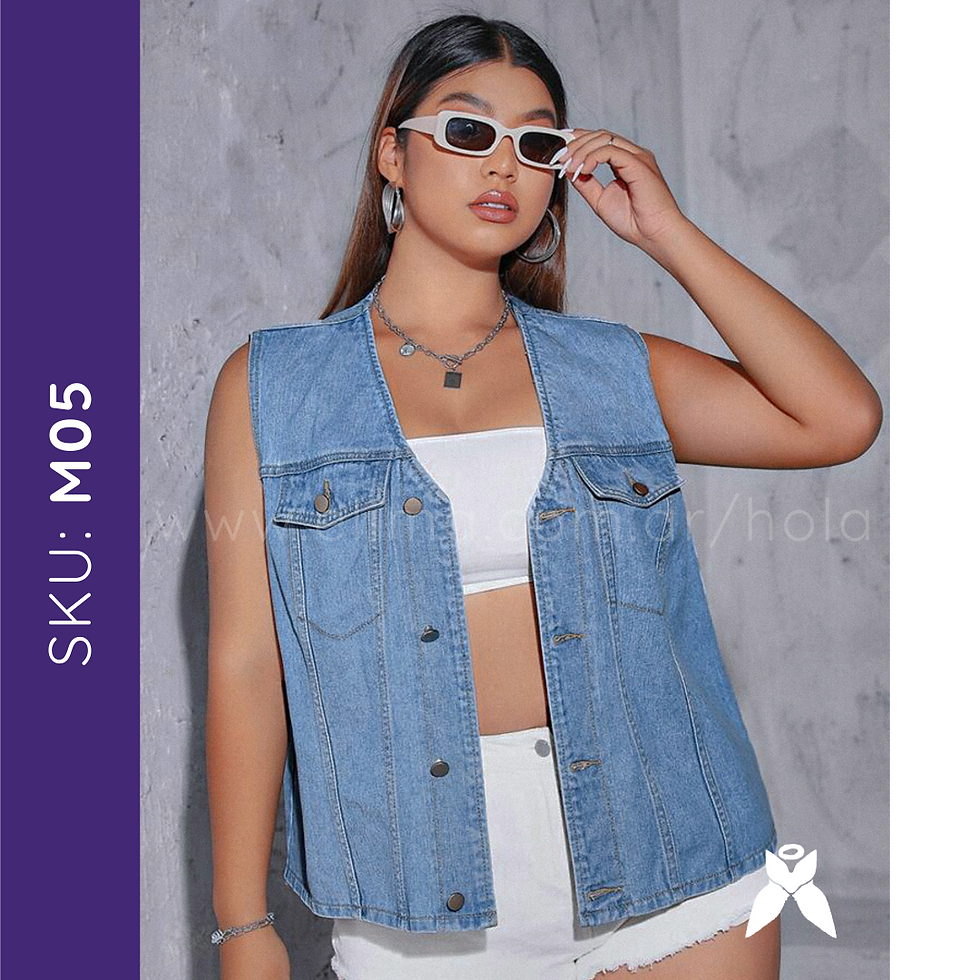 Miniatura: Chaleco de jean rigido cuello V M05 ELIMA