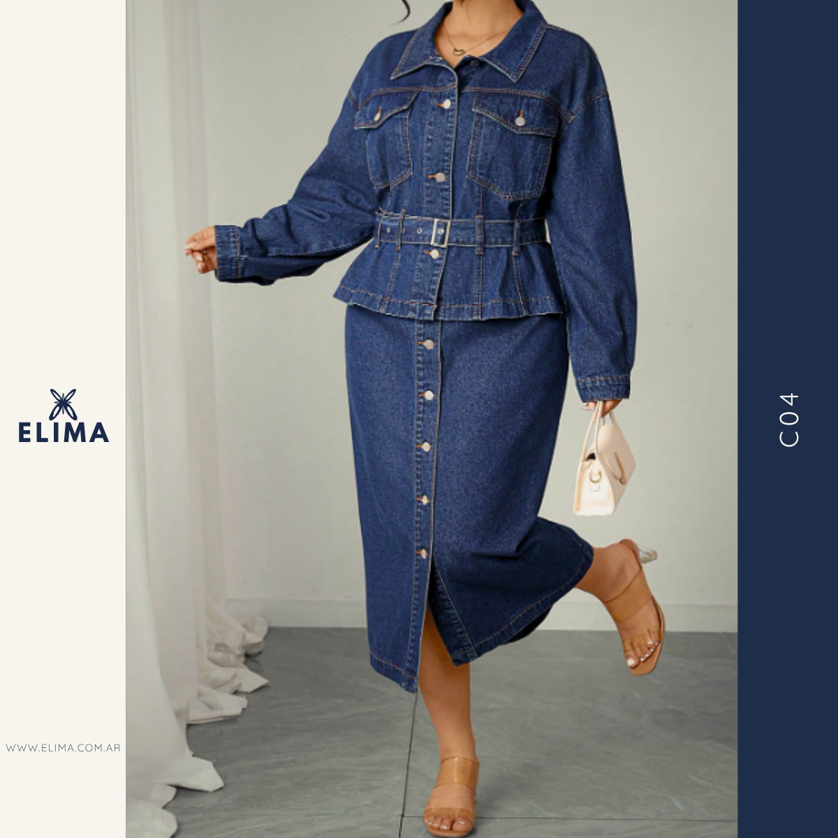 Campera de Jean Midi para Mujer ELIMA – Denim Casual Entallado