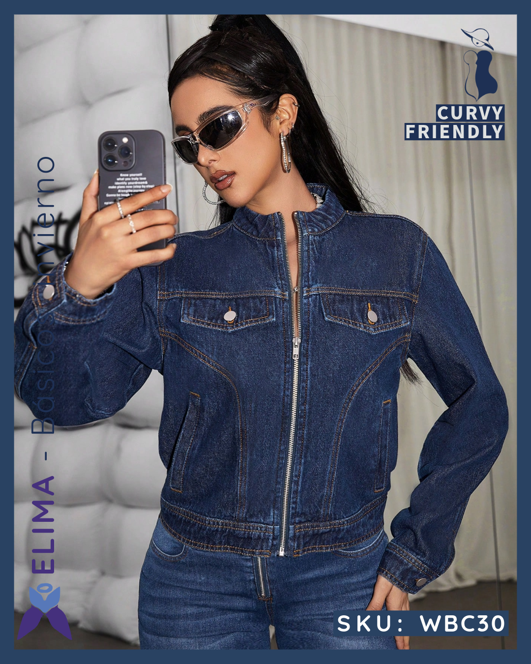 Campera de jean deportiva con cierre WBC30 ELIMA