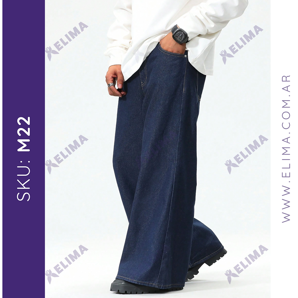 Miniatura: Pantalon wide leg de jean rigido M22 ELIMA