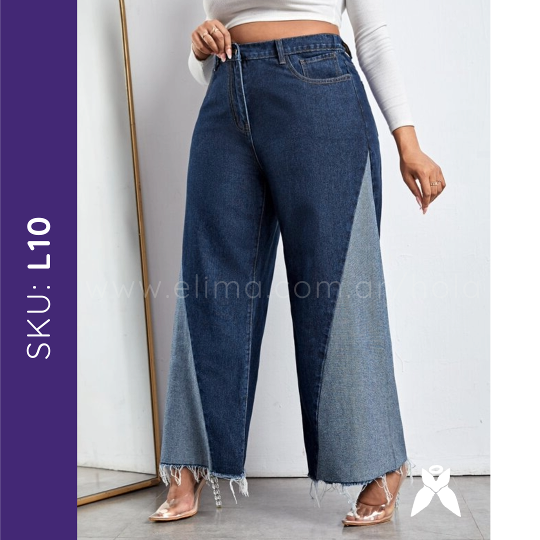 Pantalon de jean elastizado duo color palazzo L10 ELIMA