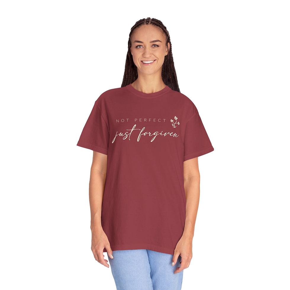 Thumbnail: Not Perfect, Just Forgiven - Flower Design - 100% Cotton Comfort Colors T-Shirt