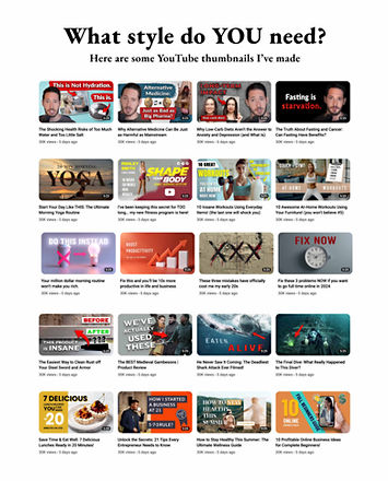 Outlines my thumbnail design approach with a focus on visual clarity, emotional intrigue, and brand consistency across diverse content genres.