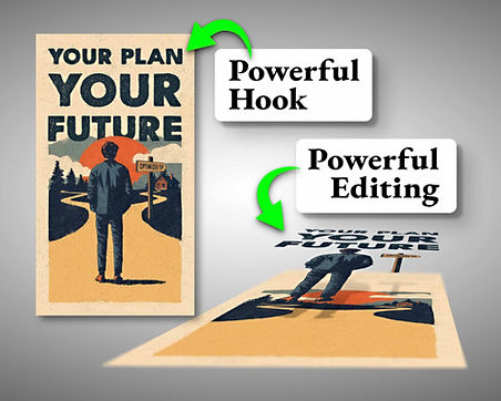 Designed dual finance ad visuals—photorealistic before/after and stylized crossroads—AI concepting, generative fill, color grading, sharpening.