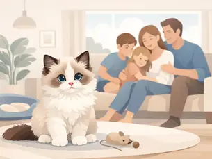 Kotioloissa kasvatettu ragdoll pentu perheelle
