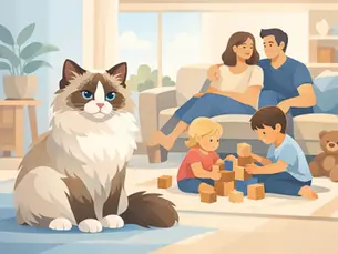 Ragdoll-kissan luonne lapsiperheessä kotona