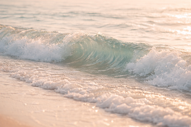 A wave in the sea in the golden hour.