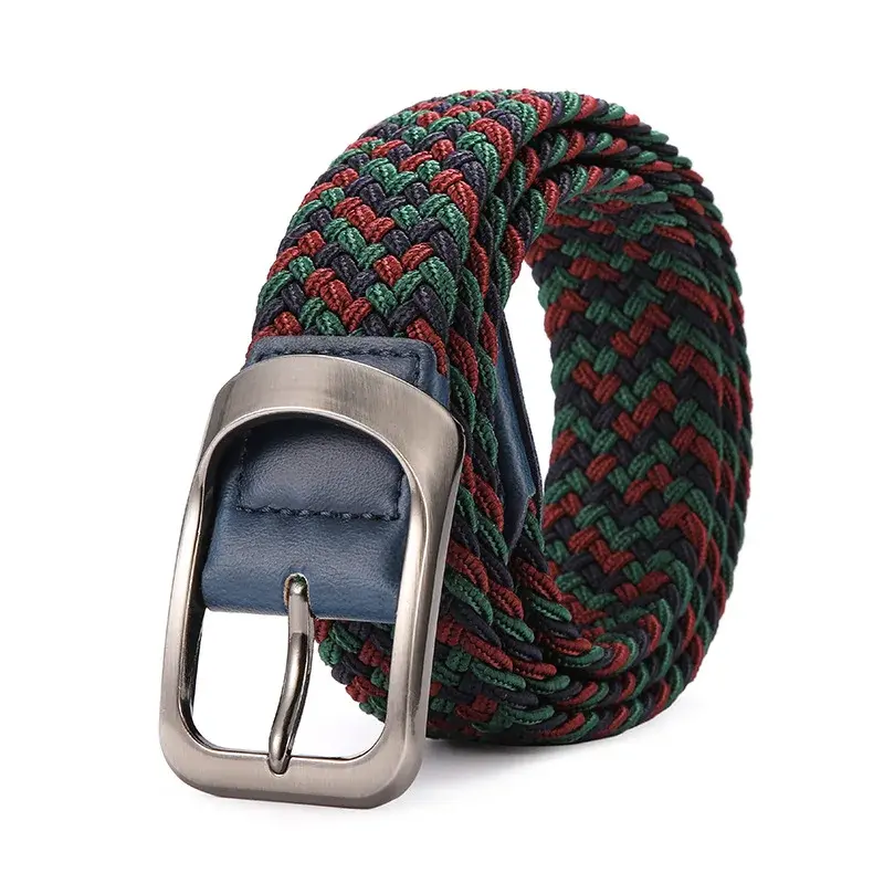 Thumbnail: Elastic Fabric Woven Casual Belt Pin Buckle Expandable Braided