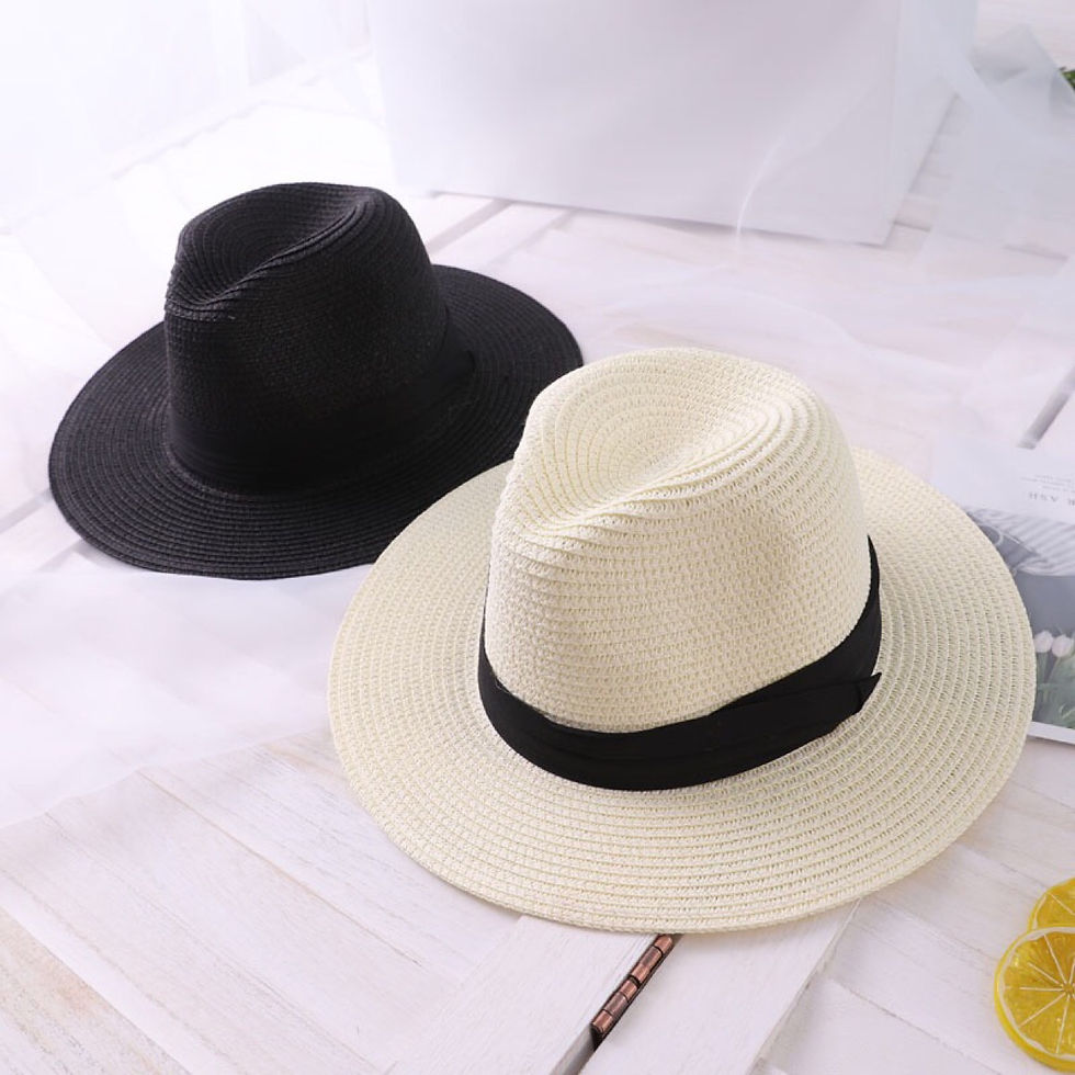 Thumbnail: Summer Hats for Women Straw Sun Hat Leather Gold Chain Belt Flower Floppy