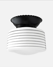 Sleek, black light fixture, embodying minimalist modern cottage aesthetics.