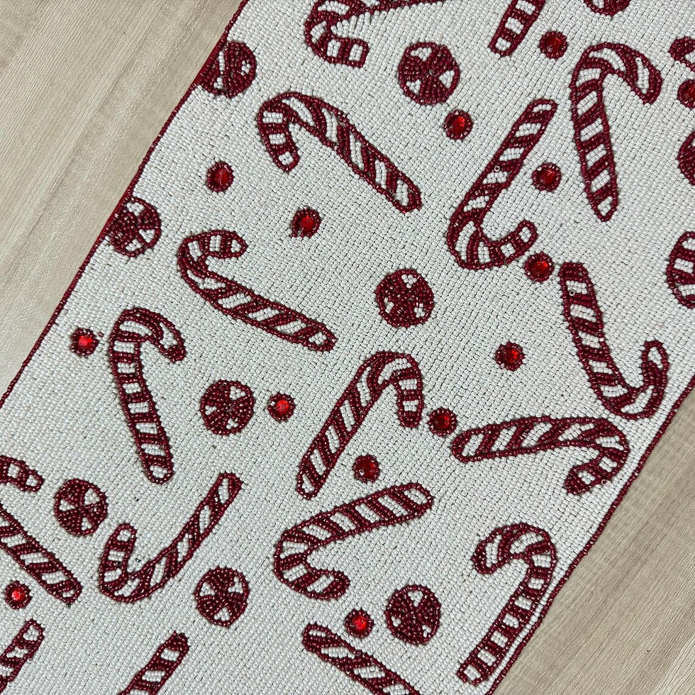 Thumbnail: Handmade Christmas Candy design beaded table runner, 13x36inch
