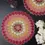 Thumbnail: Set of 6, Handmade beaded placemat, floral tablemat red pink yellow, 14 inch