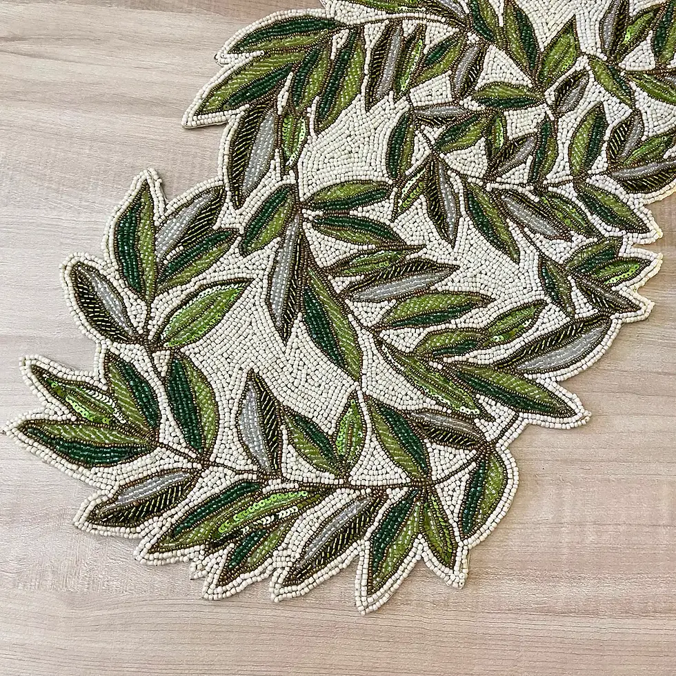 Thumbnail: Handmade table runner, Leaves Vine Creeper, 13x36 inch