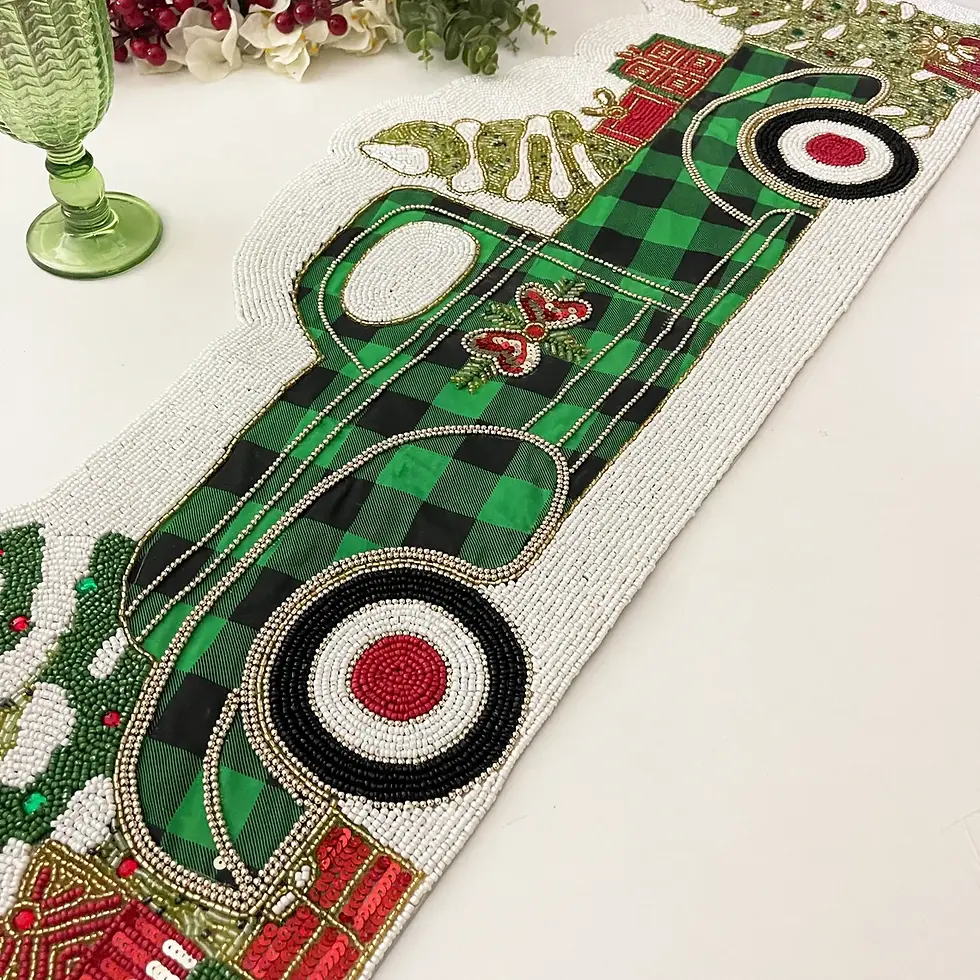 Thumbnail: Christmas Special beaded runner, Christmas tree on a truck, gift for her