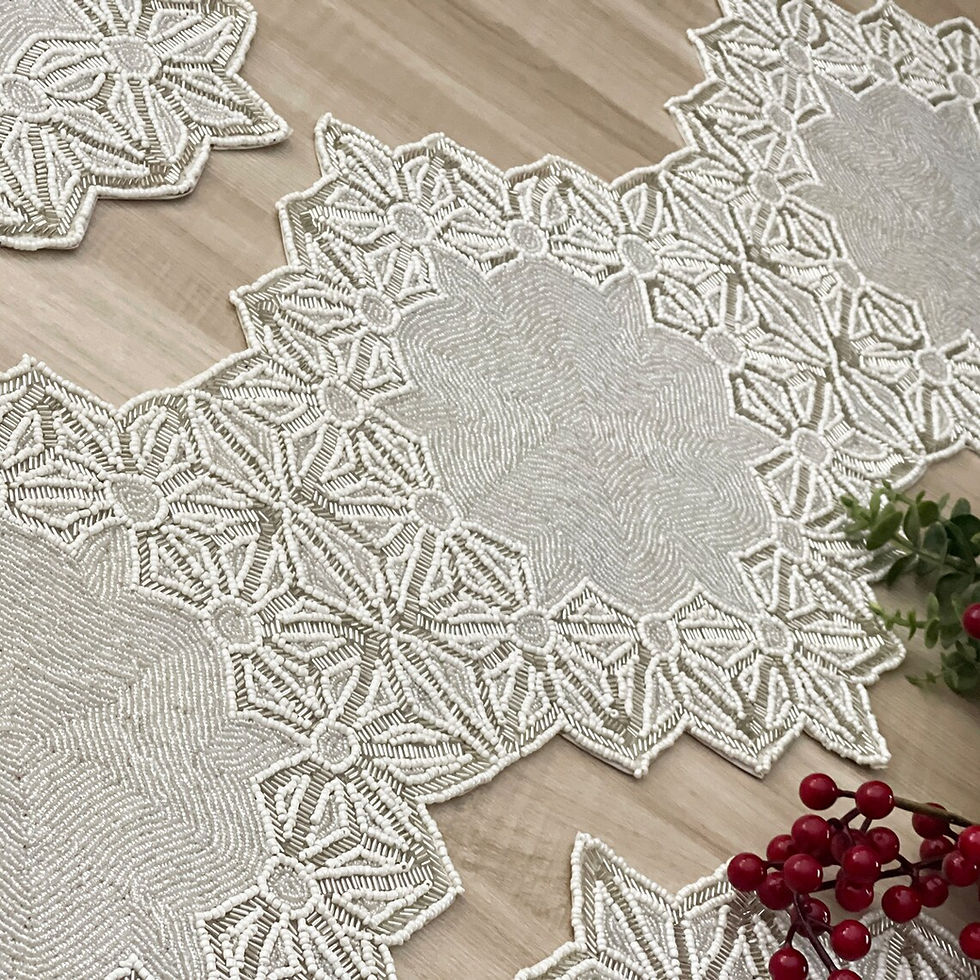 Thumbnail: Handmade bead table runner, Christmas and New Year, beaded runner, 13x36inch