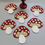 Thumbnail: Set of 6, Red Mushroom drink coasters, beaded coasters, gift for her, housewarmi